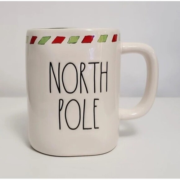 Rae Dunn NORTH POLE Coffee Tea Mug Cup Ceramic White 18 Oz Christmas Season NEW - Picture 1 of 4
